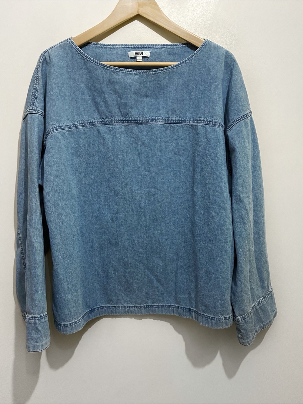 Uniqlo Denim Longsleeve Shirt Size Large Loose Boxy Fit - Picture 2 of 12